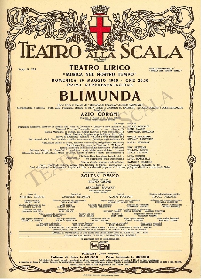 leonardo gasparini, Teatro alla Scala, Blimunda
